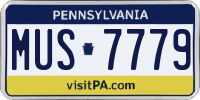 PA license plate MUS7779