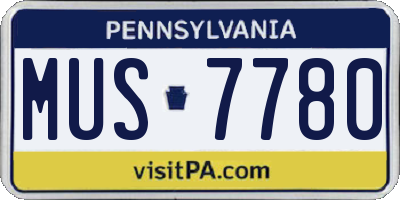 PA license plate MUS7780