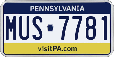 PA license plate MUS7781