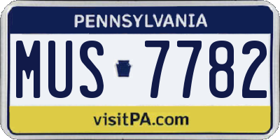 PA license plate MUS7782