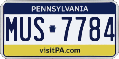 PA license plate MUS7784