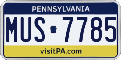 PA license plate MUS7785