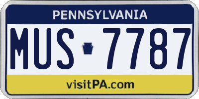 PA license plate MUS7787
