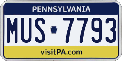 PA license plate MUS7793
