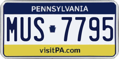 PA license plate MUS7795