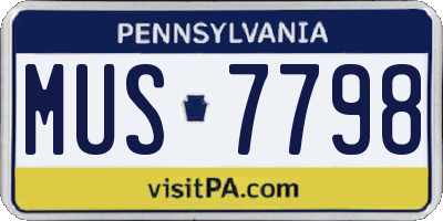 PA license plate MUS7798