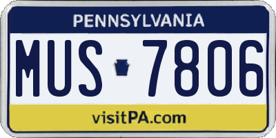 PA license plate MUS7806