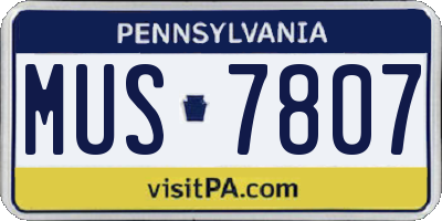 PA license plate MUS7807