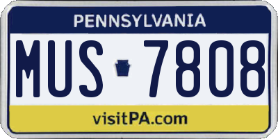 PA license plate MUS7808