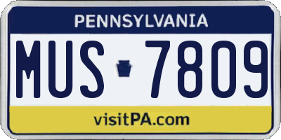 PA license plate MUS7809