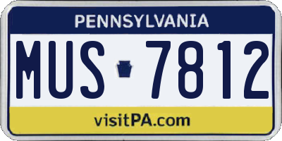 PA license plate MUS7812