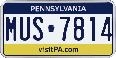PA license plate MUS7814