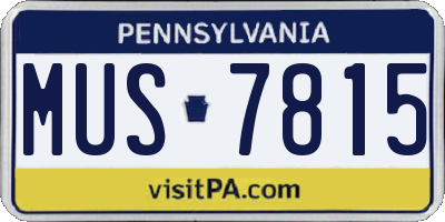 PA license plate MUS7815