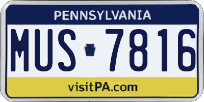 PA license plate MUS7816
