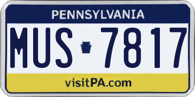 PA license plate MUS7817