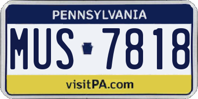 PA license plate MUS7818