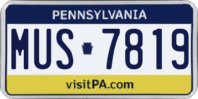 PA license plate MUS7819