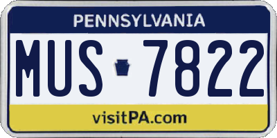 PA license plate MUS7822
