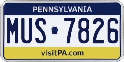 PA license plate MUS7826