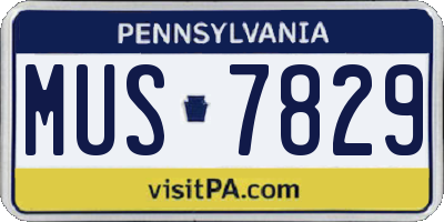 PA license plate MUS7829