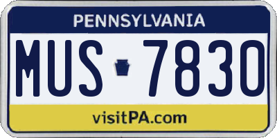 PA license plate MUS7830
