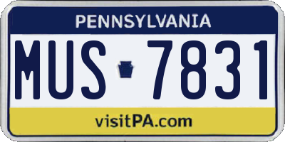 PA license plate MUS7831