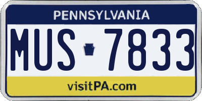 PA license plate MUS7833