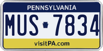 PA license plate MUS7834