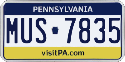 PA license plate MUS7835