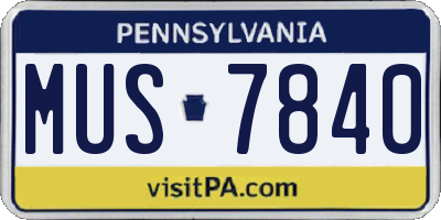 PA license plate MUS7840