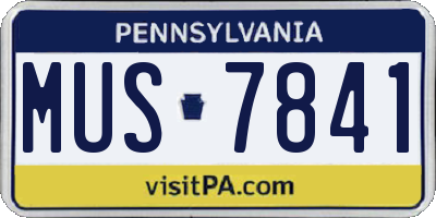 PA license plate MUS7841