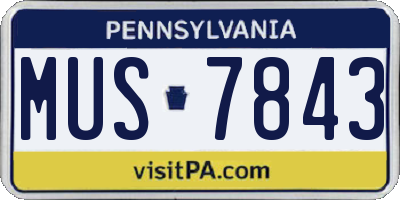 PA license plate MUS7843