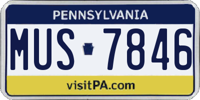PA license plate MUS7846
