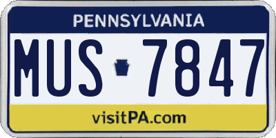 PA license plate MUS7847