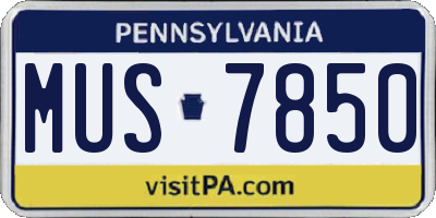 PA license plate MUS7850