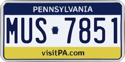 PA license plate MUS7851