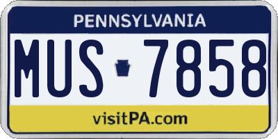 PA license plate MUS7858