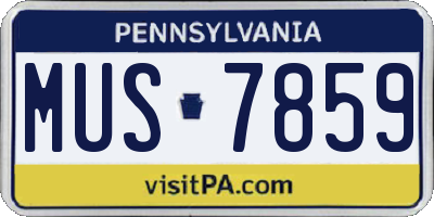 PA license plate MUS7859