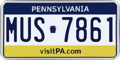 PA license plate MUS7861