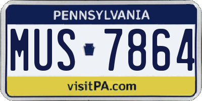 PA license plate MUS7864
