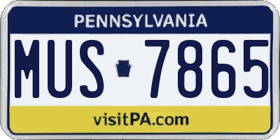 PA license plate MUS7865