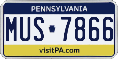 PA license plate MUS7866
