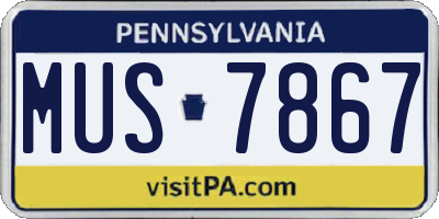 PA license plate MUS7867