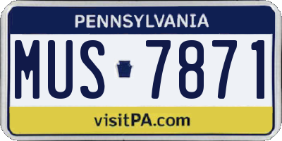 PA license plate MUS7871