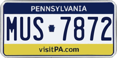 PA license plate MUS7872