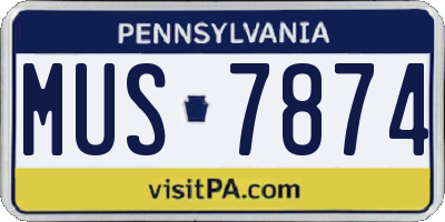 PA license plate MUS7874