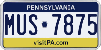 PA license plate MUS7875