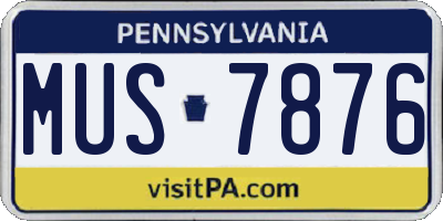 PA license plate MUS7876