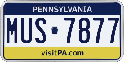 PA license plate MUS7877