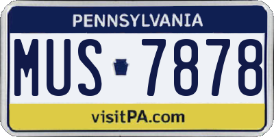 PA license plate MUS7878